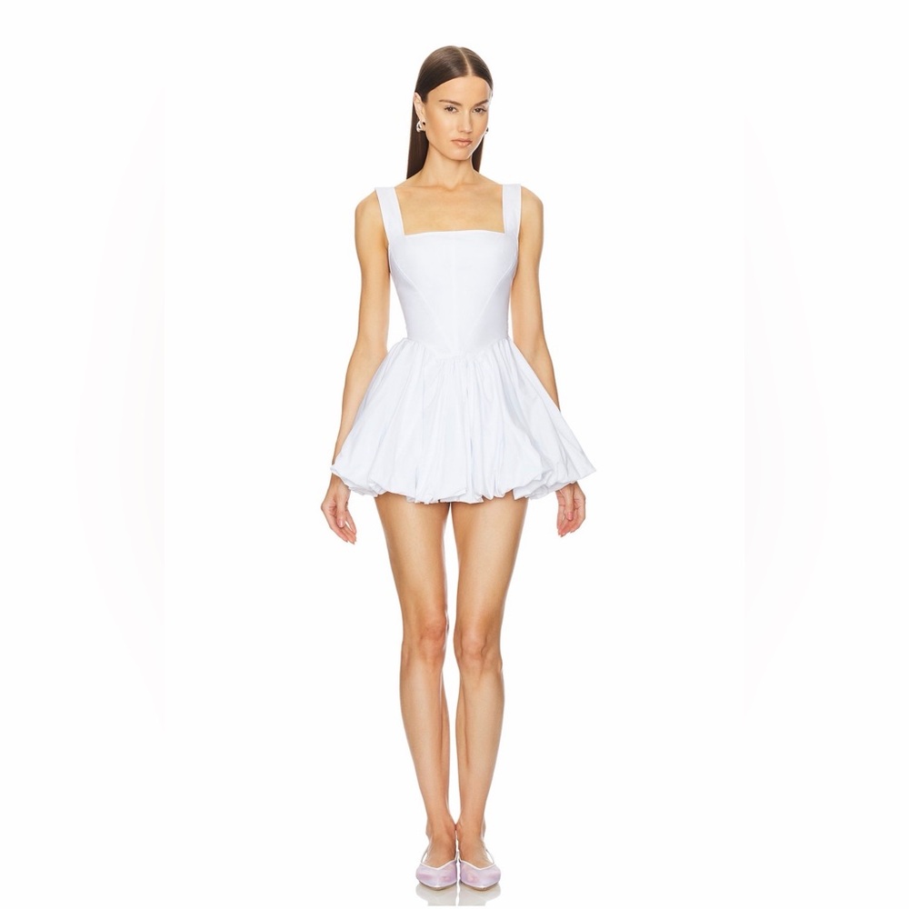 Helsa Poplin Bubble Mini Dress in White size Small new with tags